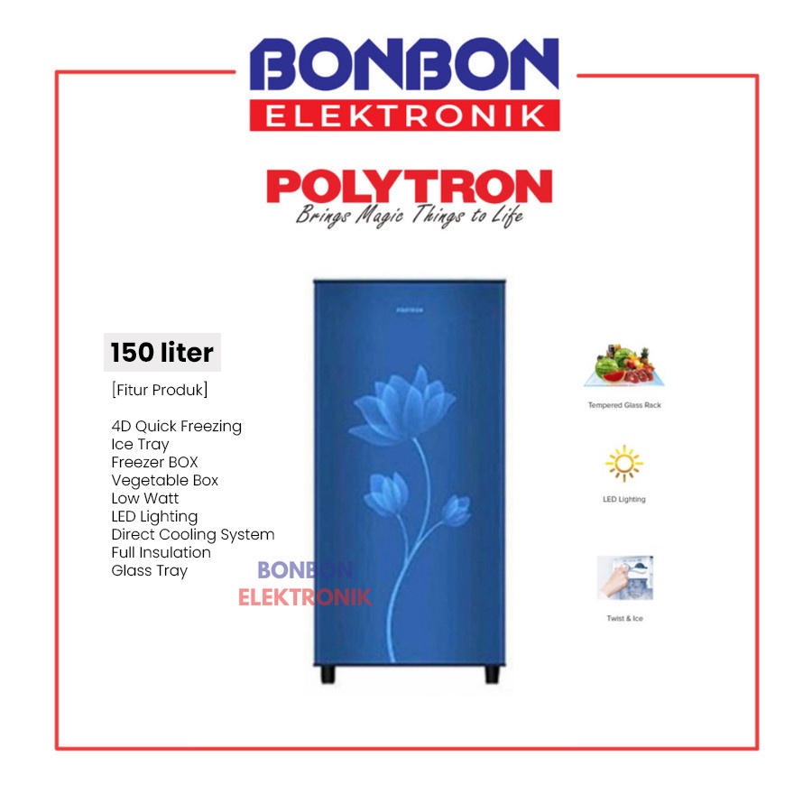 Polytron Kulkas 1 Pintu PRB 159 B / PRB159 / PRB159B