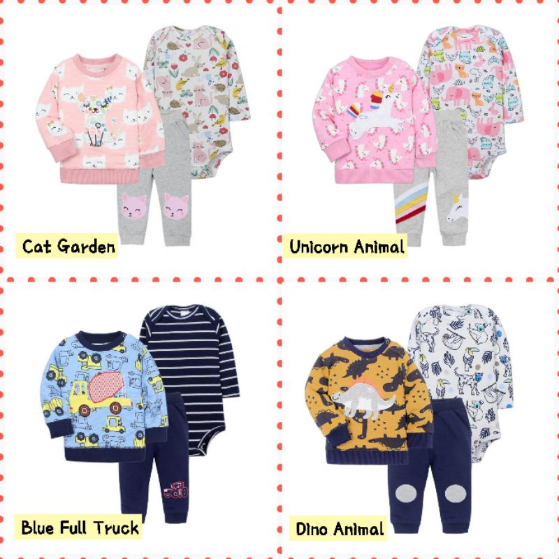 Setelan Anak Laki Laki Perempuan Set Baju Celana Bayi Anak Katun Import Baju Lengan Panjang