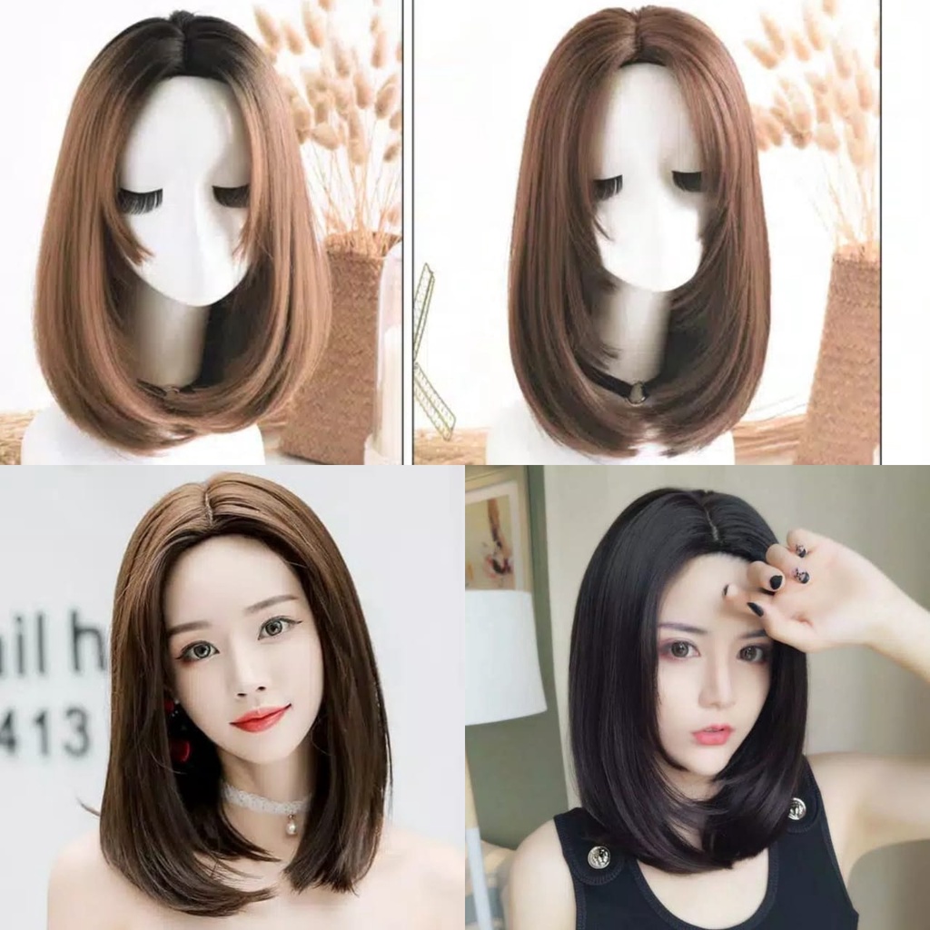 Wig pendek tanpa poni wig bob tanpa poni wig newlashnewhair kode Y3214