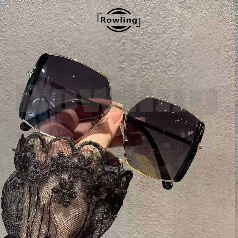 (Rowling)Kacamata Hitam  Sunglasses Terbaru Bingkai Logam Oversized Titanium Import Kacamata Fashion-Ka-90 Hitam
