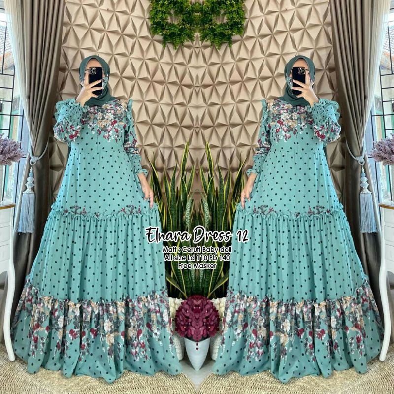 KIYORA/ELNARA DRESS 12/DRESS PESTA/DRESS PLISKET MURAH/HARGA PROMO /GAMIS MODEL KEKINIAN/REALPIC