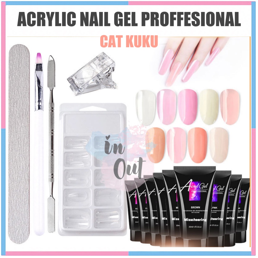 ACRYL GEL Professional Poly Gel Nail kutek kuku extension kuku warna bening kilat 15ml KU016