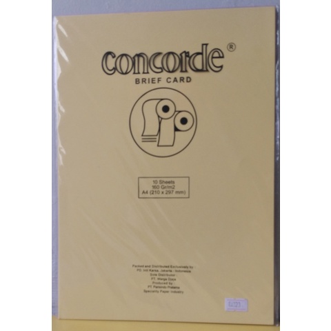 

CONCORDE BRIEF CARD A4 160 G 80323 KUNING 1 PAK (10 LEMBAR)