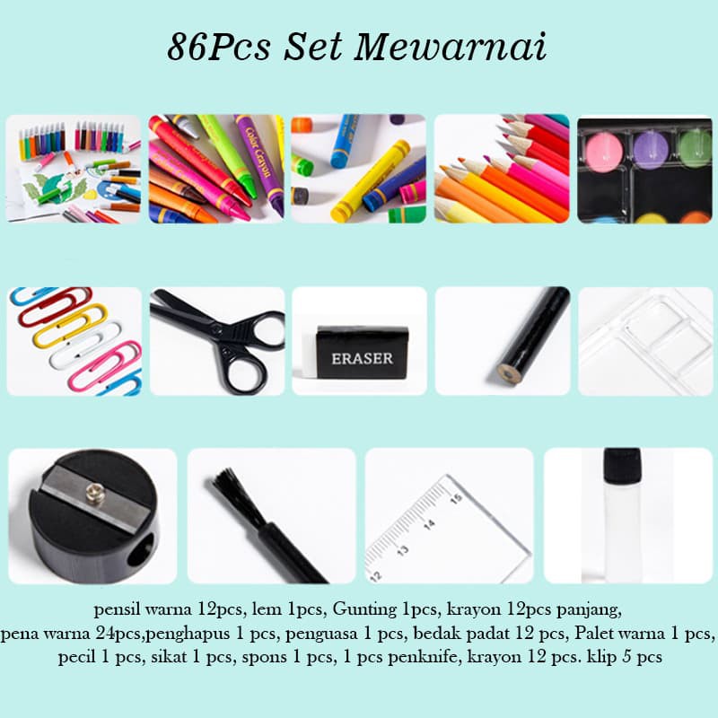 Super Sale 86Pcs Complete Child Coloring Set / Set Mewarnai Anak Full Color