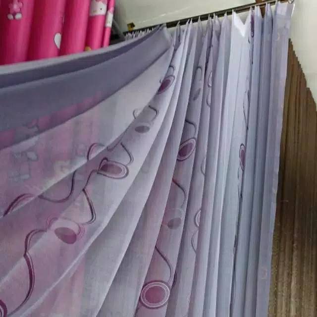 Vitrase abu motif ungu/vitrase import/vitrase murah