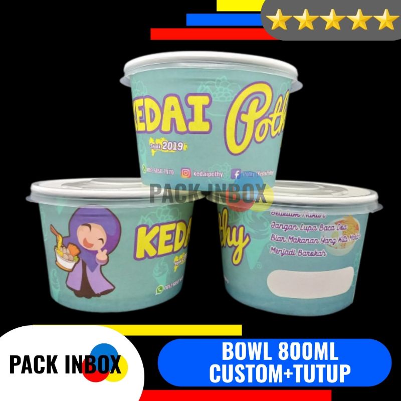 GRATIS DESAIN PAPER BOWL 800ML CUSTOM DESAIN DAN TUTUP SABLON PAPER BOWL 800ml PAPER BOWL 800 ML