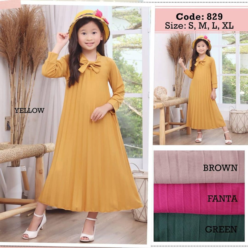 GAMIS PLISKET ANAK / GAMIS PLISKET MAXY ANAK / GAMIS PITA TALI ANAK 3-12 TH