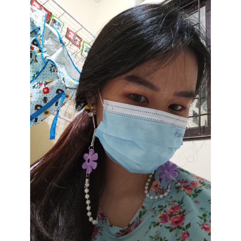 Kalung Masker Strap Mask Korean Jasmine Flower Charm Pearlstring Series Korea Mutiara Bunga