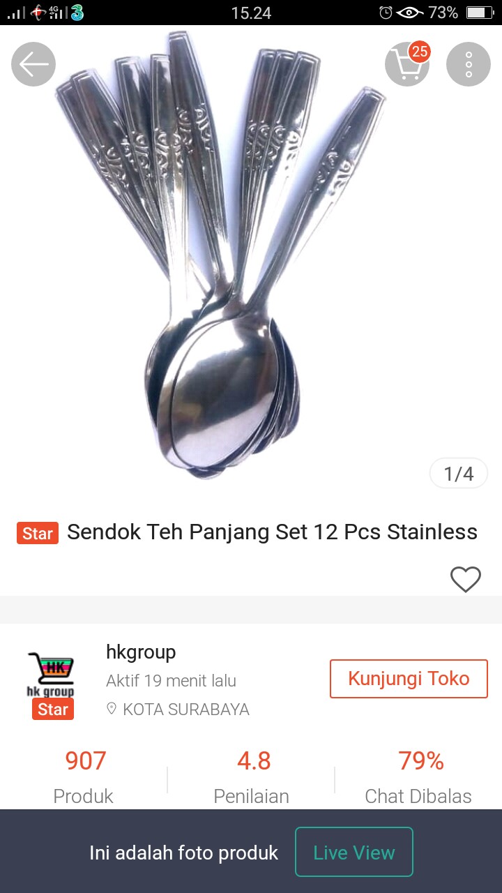 Sendok Teh Panjang Set 12 Pcs Stainless