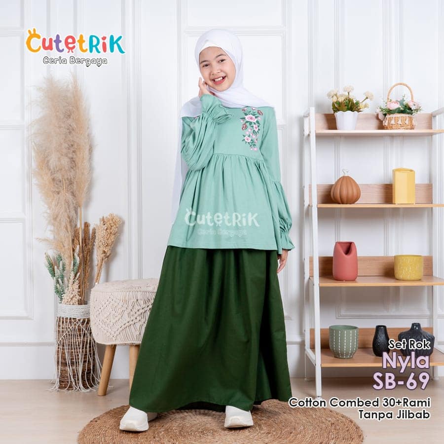 NEW  Set rok Nyla Sb69 Sb02 MB245 MB209 WB13 Cutetrik terbaru Setelan Rok bahan combed kaos yang ade