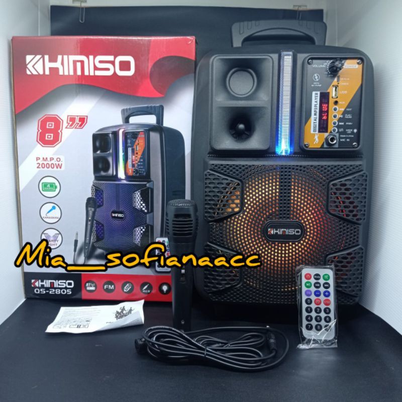 SPEAKER BLUETOOTH 8 inch KARAOKE KIMISO QS-2805 BONUS REMOTE DAN MIC