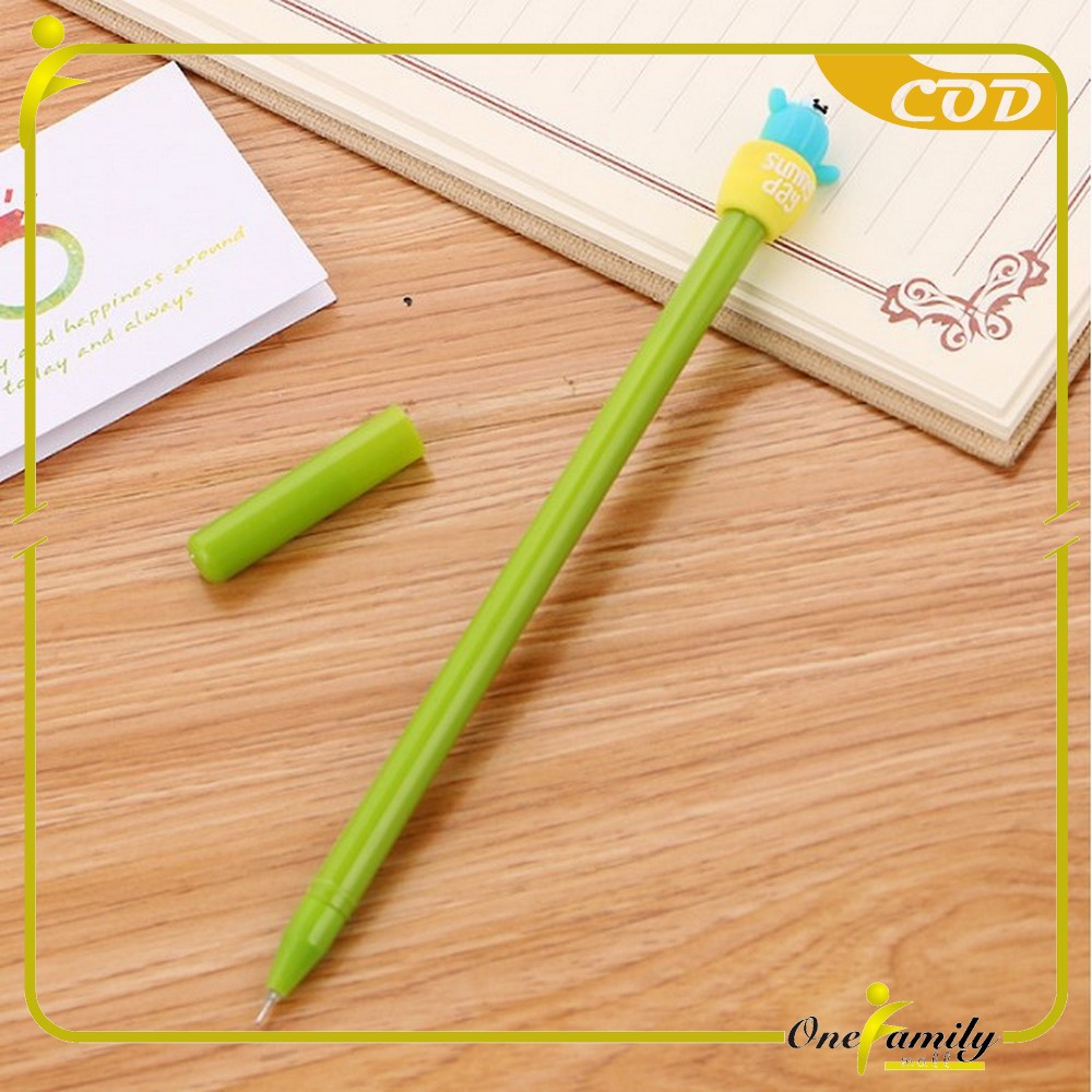 ONE-A16 Pulpen Gel Karakter Kaktus / Pena Kaktus / Bolpen Gel / Pulpen Lucu Unik Bentuk Pot Kaktus-HIJAU