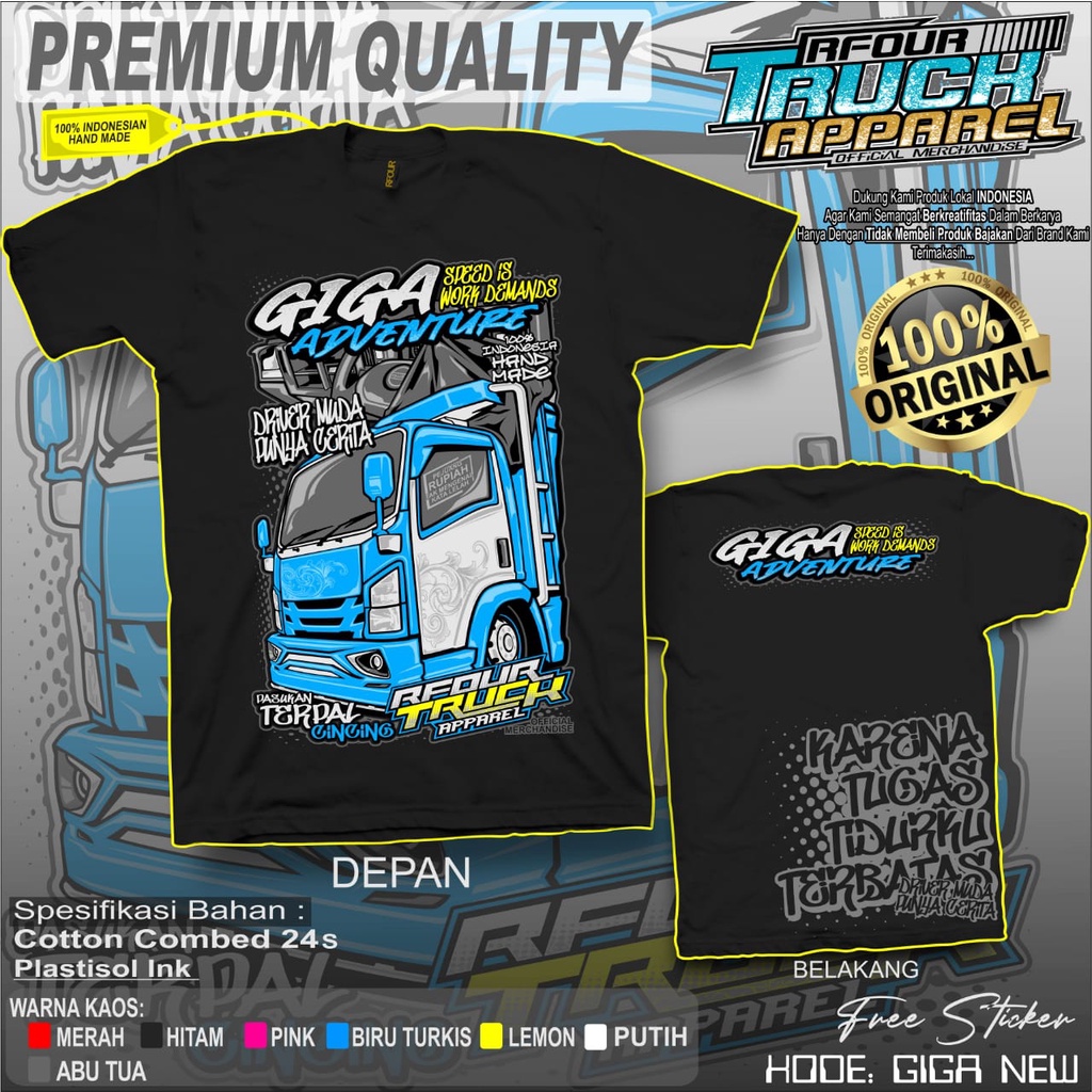 PROMO/OBRAL KILAT/KAOS TRUCK NEW GIGA COTTON COMBED 24s SABLON PLASTISOL ORIGINAL RFOUR TRUCK APPARELL