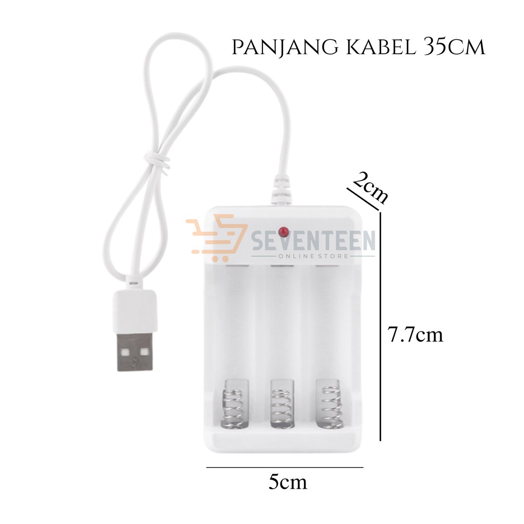 BATERAI CAS AA 1000mAh AAA 600mAh BATTERY RECHARGEABLE CHARGER 3 SLOT USB AA/AAA BATRE ISI ULANG