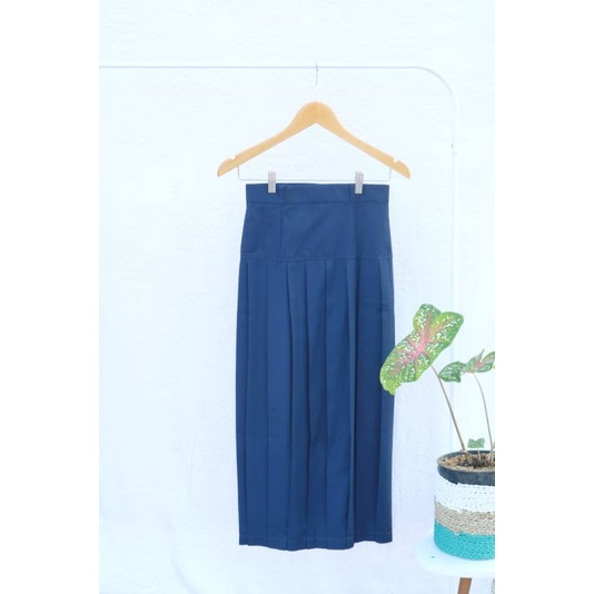 ROK REMPEL PANJANG SMP BIRU NAVY NAPY ROK SERAGAM SEKOLAH SMP BIRU REMPEL BIG SIZE ROK WANITA BAPING