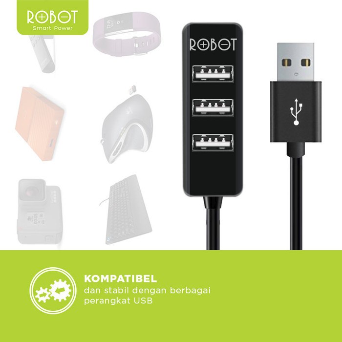 GARANSI 1 TAHUN USB HUB ROBOT H140-80 2.0 4 PORT USB 80 CM ORIGINAL