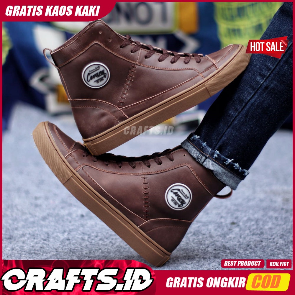 CRAFTS - Sepatu Formal Casual Hitam Kulit Asli Boots Pria