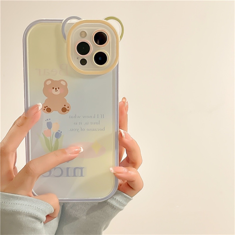 Soft Case TPU Transparan Shockproof Motif Beruang Untuk iPhone 14 13 12 11 Pro Max X Xr Xs Max SE 8 7 6 6s Plus