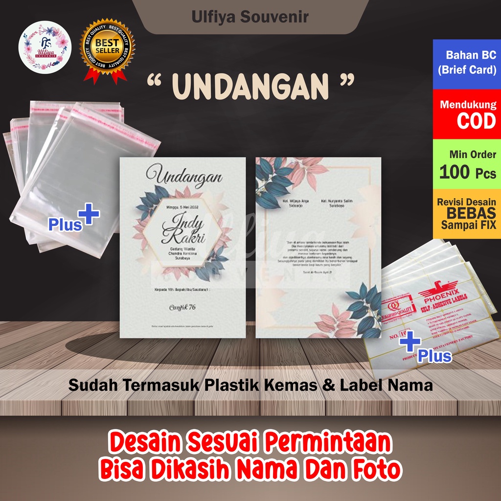 

Undangan Pernikahan Wedding Invitation Murah Cantik Banyak Warna GRATIS Plastik dan Label Nama