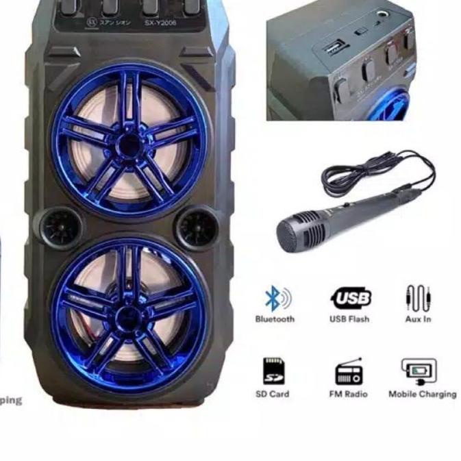 ✹ SPEAKER KARAOKE BLUETOOTH SX-Y2006 SX-2006 BONUS MIC MICROPHONE ℮