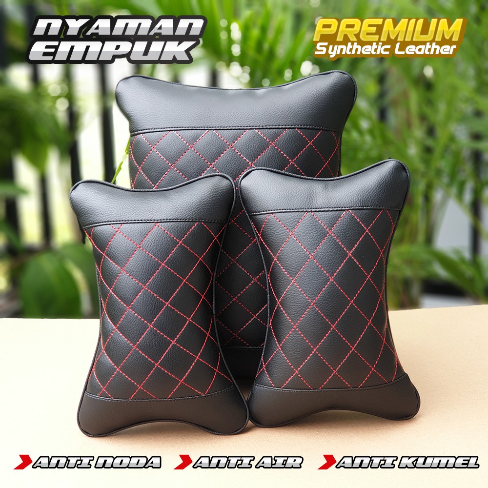 Bantal Mobil Set 2 In 1 / Bantal Leher dan Bantal Pinggang