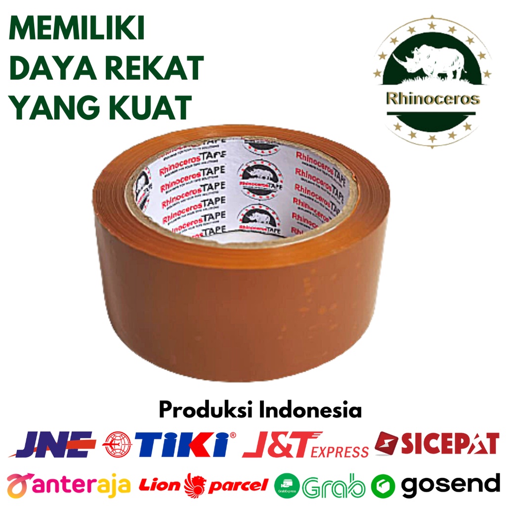 Lakban Coklat RHINOCEROS Tape Solati Isolasi Warna 2Inch 45mm x 90Yard