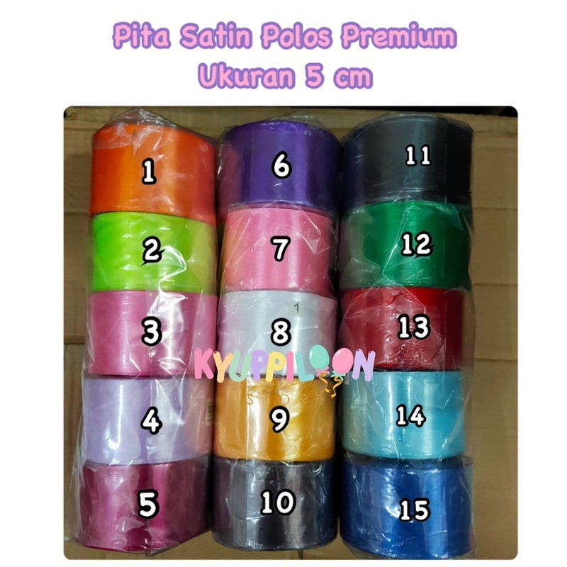 

Pita Satin Polos Premium Uk 5 cm / Pita Kado Ultah