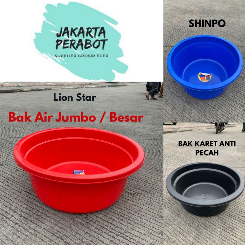 Lion Star-Bak / Baskom Air Plastik Besar / Jumbo Uk 30 / Bak Karet / Bak Shinpo