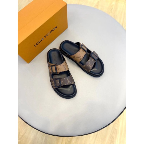 sandal lv pria slide selop flat slippers cowok sendal mirror