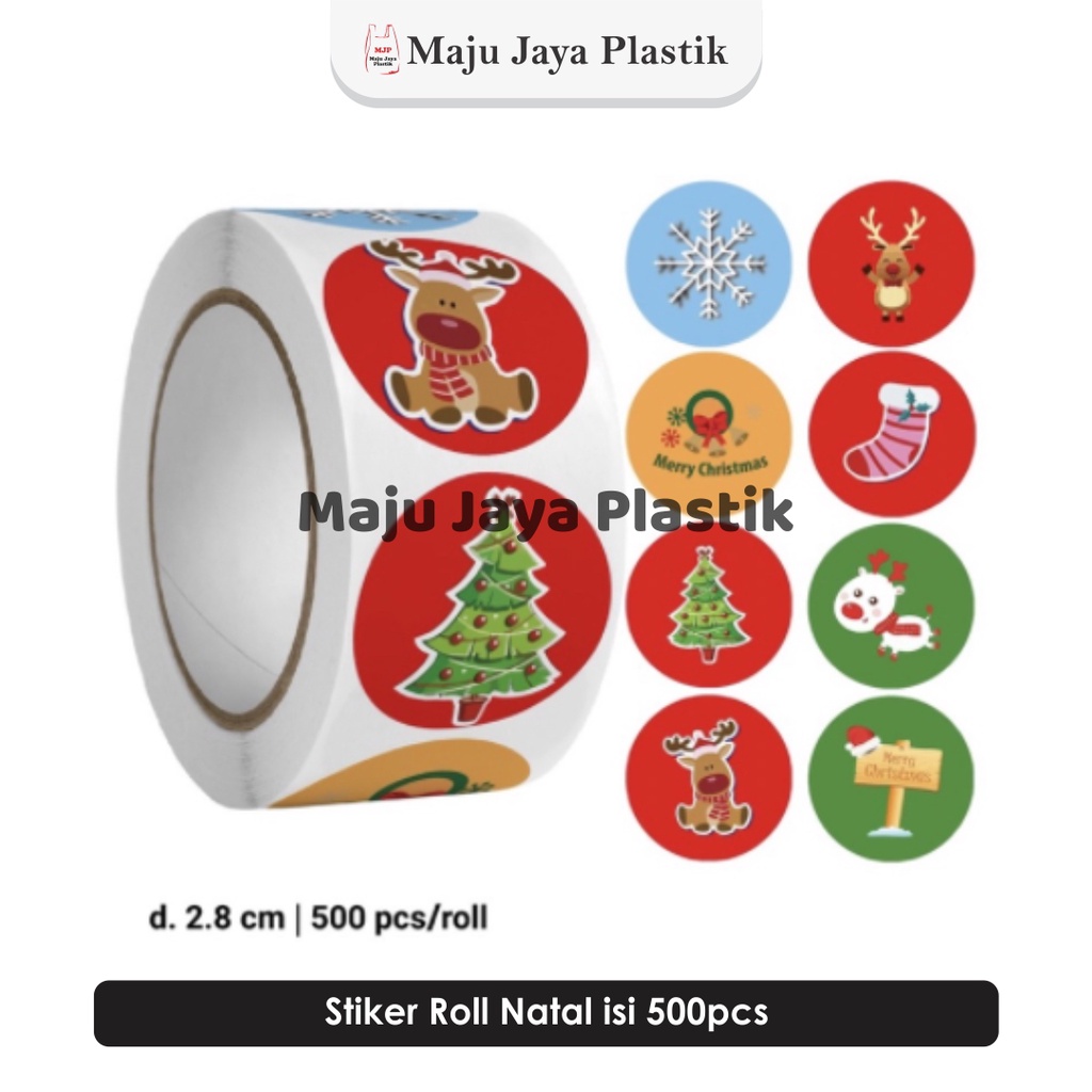 

500pc Stiker Roll Natal 2.8cm - Label Seal Christmas untuk Kemasan Hadiah Christmas