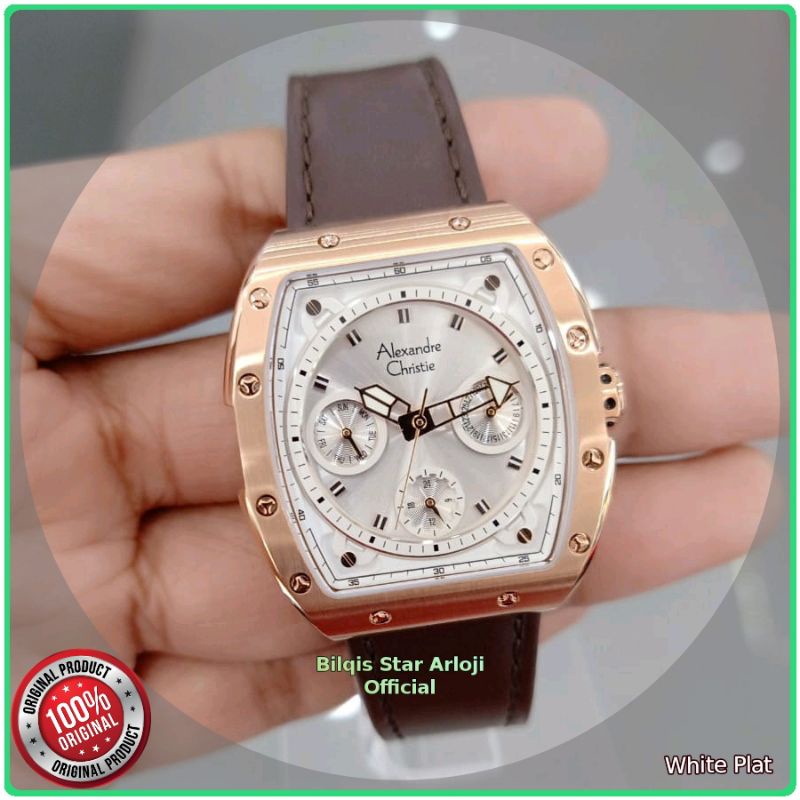 Alexandre Christie Kotak Ac 6411 Ladies Case Rose Gold Tali Kulit Original