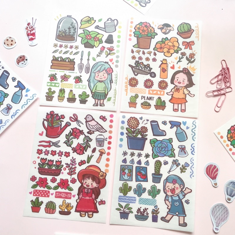 

Sticker Dekorasi Cute Girl Seri Berkebun / Sticker Washi