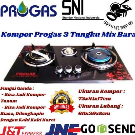 Kompor Tanam PROGAS 3 Tungku MIX BARA/Kompor Tanam PROGAS 3 Tungku SNI