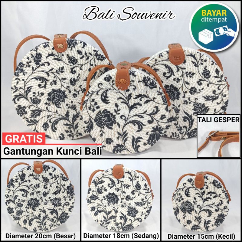 Tas Rotan Bulat Original kualitas Super, motif Batik