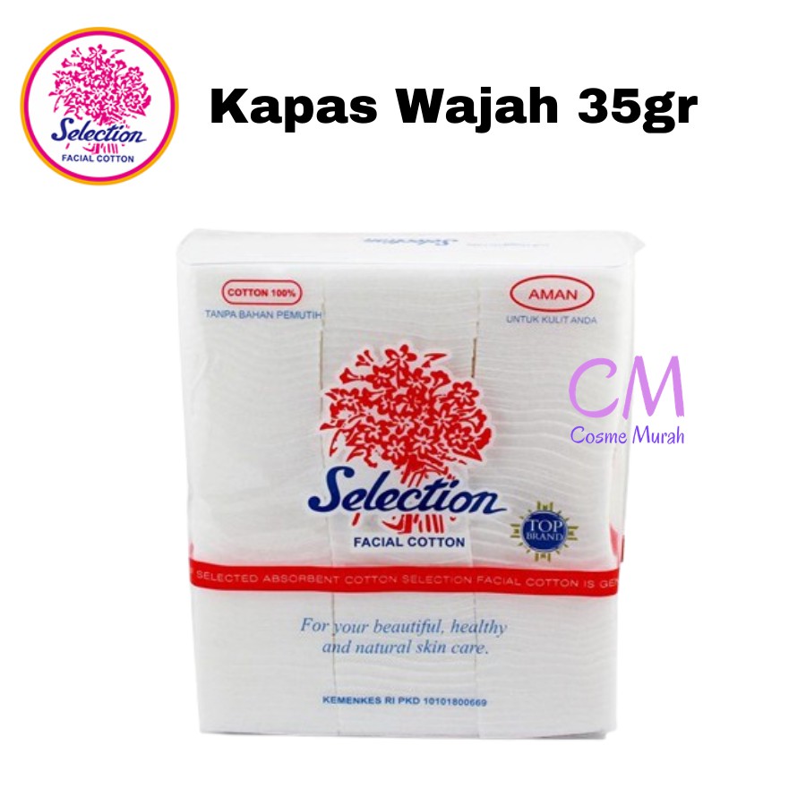 CM Selection Facial Cotton Kapas  Wajah 35gr Shopee 