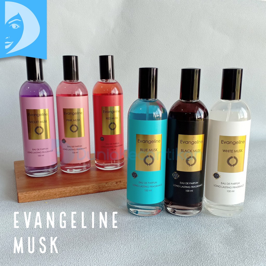 Parfum Evangeline Musk Series 100ml / Evangelin Musk Eau De Parfume Wanita Tahan Lama / Evangeline Musk Black Pink Violet Red Blue White Musk Farfum Cewek