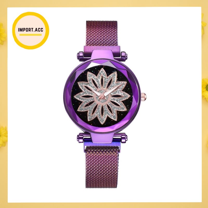 JAM TANGAN RANTAI MAGNET JAM TANGAN GAMBAR BUNGA JAM TANGAN MURAH IMPORT