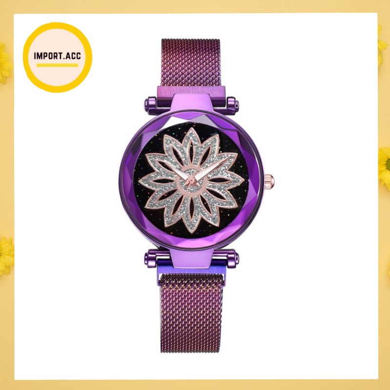 JAM TANGAN RANTAI MAGNET JAM TANGAN GAMBAR BUNGA JAM TANGAN MURAH IMPORT