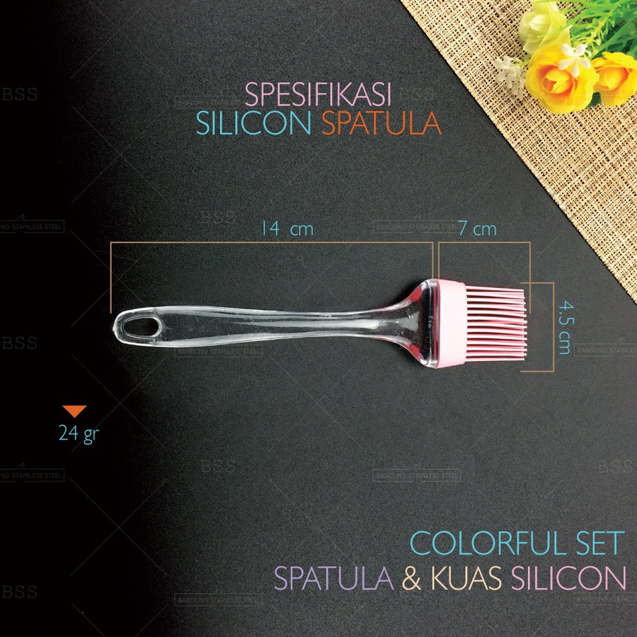 Set Spatula Kuas Silicon Brusher Warna Random Adonan Rujak Oles Mentega Kue Murah