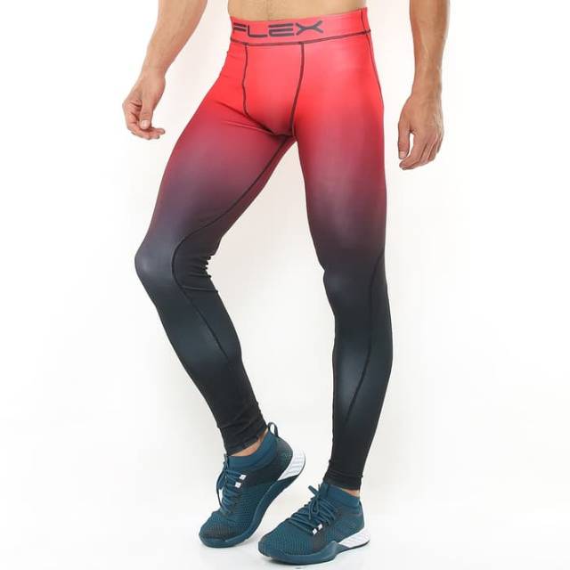 FHS-004HM Celana legging sport fitness bodyfit FLEX hitam merah