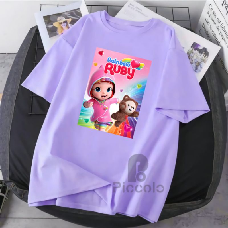 baju kaos anak ruby rainbow bahan premium