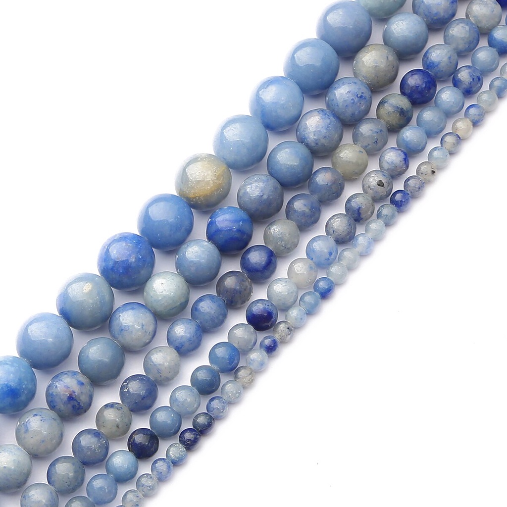 38 Cm/4-12 Mm 32-89 Pcs Batu Alam Biru Aventurine Bulat Manik-manik Memilih Ukuran untuk Membuat Perhiasan DIY Perhiasan Gelang/Kalung Aksesoris