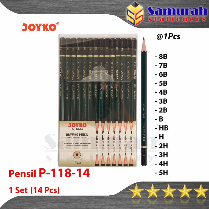 

Drawing Sketch Pencil Joyko P-118-14 / Pensil Gambar Sketsa Set P 118