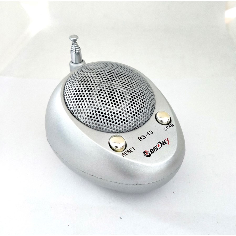 Radio Mini FM Auto Scan Portable Radio BS40 Warna Silver Free Baterai