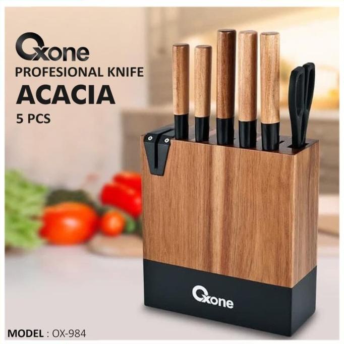 Oxone OX-984 Acacia Pisau Set Knife Set With Wood Block
