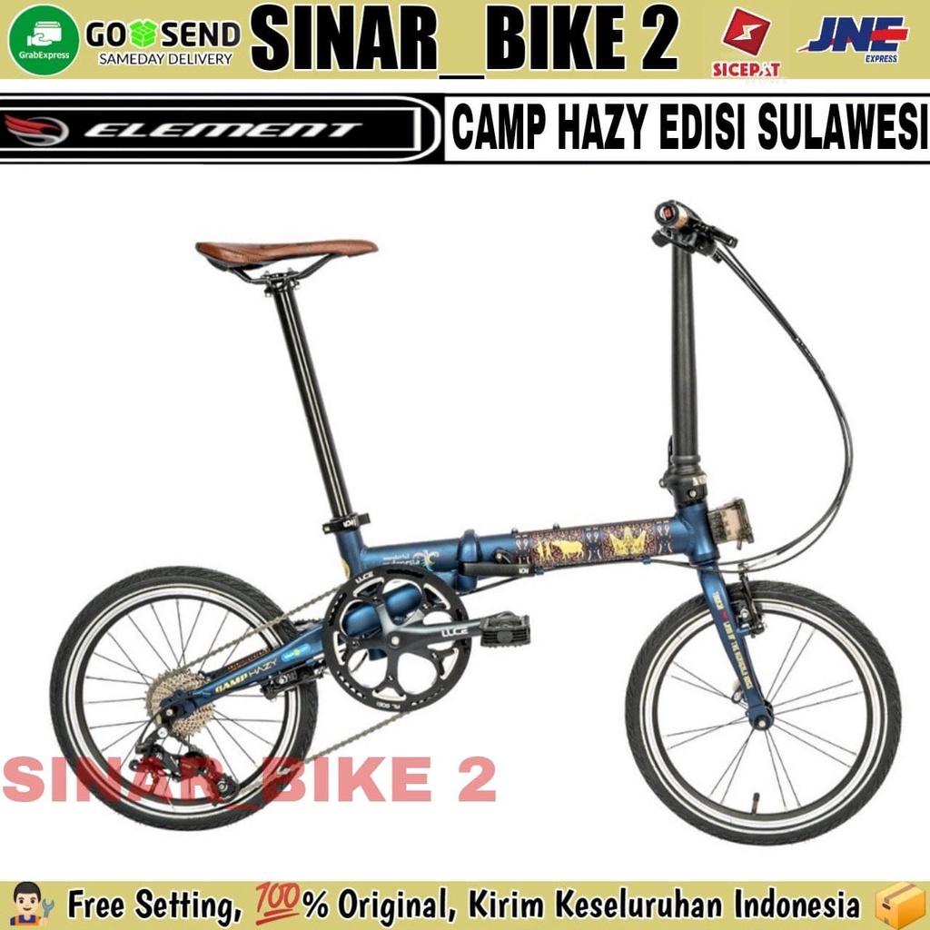 Sepeda Lipat 16 Inch  ELEMENT CAMP HAZY Edisi Sulawesi Folding Bike