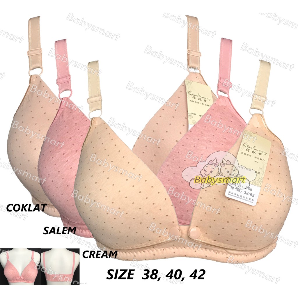 Babysmart - BH / Bra Ibu Menyusui/Nursing BRA QLM 558 Motif POLKADOT Dengan Busa Tanpa Kawat CUP BES