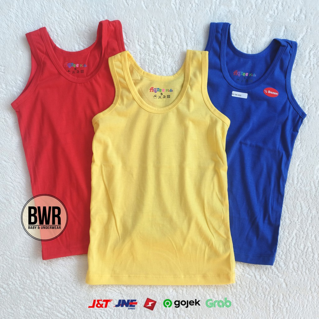 SINGLET AGREE TEBAL SA 002 | Kaos Dalam Singlet Anak [1 O1-R1] Dasar Warna