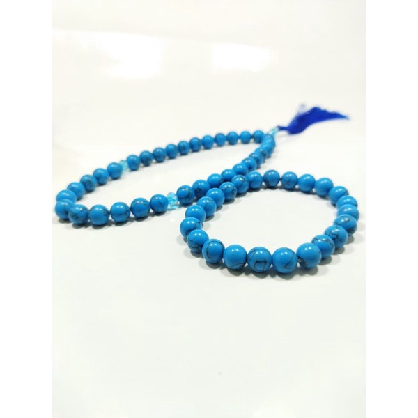 HARGA PAKET HEMAT Tasbih Pirus Persia isi 33 butir + Gelang Pirus Persia Natural Top Quality