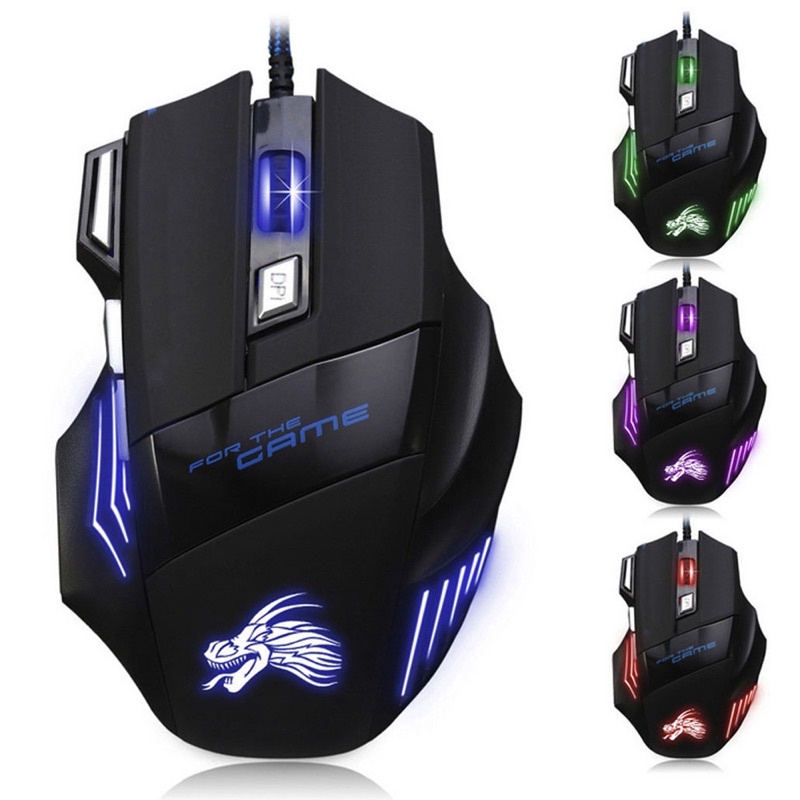 YXLM 7 Keys LED Gaming Mouse 5500 DPI - X1 - Black
